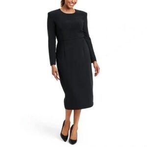 (1X)- Sergio Hudson - Women's Long Midi Black Dress